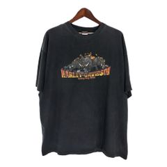 00年代 USA製 HARLEY DAVIDSON ハーレーダビッドソン 半袖Ｔシャツ 大きいサイズ モーターサイクル ブラック(メンズ 3XL)中古 古着 T9642