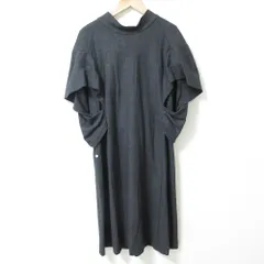 美品 MUVEIL ミュベール ウール ボリュームスリーブ バックリボン ひざ丈 ワンピース サイズ38 グレー レディース 古着 中古 USEDのサムネイル