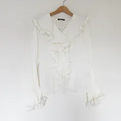 美品 DRESSLAVE ドレスレイブ 長袖 フリルブラウス シャツ 38 ホワイト レディース 古着 中古 USEDのサムネイル