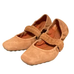 新品同様 Timberland ティンバーランド スエード スクエアトゥ バレエシューズ フラット パンプス サイズ5.5 約22.5cm オレンジ レディース 古着 中古 USEDのサムネイル