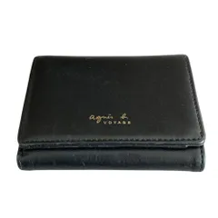 agns b. VOYAGE アニエスベー ボヤージュ レザー 三つ折り 財布 コンパクトウォレット ブラック レディース 古着 中古 USEDのサムネイル