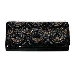 良品 GRACE CONTINENTAL グレースコンチネンタル ビジュー パーティバッグ ブラック レディース 古着 中古 USEDのサムネイル