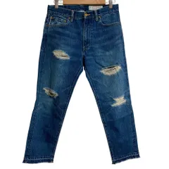 美品 AMERICANA アメリカーナ クラッシュ加工 デニムパンツ ジーンズ サイズ27 インディゴブルー レディース 古着 中古 USEDのサムネイル