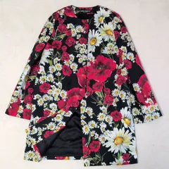 美品✨DOLCE&GABBANA ドルチェアンドガッバーナ シルク混 フラワープリントコート ノーカラージャケット ロング 花柄のサムネイル