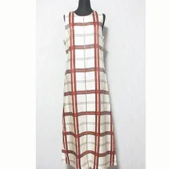 良品 LIVIANA CONTI リビアナコンティ チェック ノースリーブ ワンピース サイズ40 ベージュ レディース 古着 中古 USEDのサムネイル