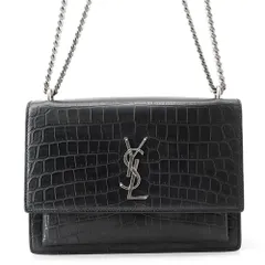 サンローランパリ チェーンショルダーバッグ サンセット ミディアム クロコ型押しレザー 442906 SAINT LAURENT PARIS 黒 2wayのサムネイル