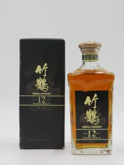 【貴重品】「竹鶴12年ピュアモルト角瓶」終売ボトル！（箱有　難あり）のサムネイル