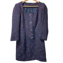 美品 TARA JARMON タラジャーモン 長袖 ジャガード ミニワンピース 38 ネイビー レディース 古着 中古 USEDのサムネイル