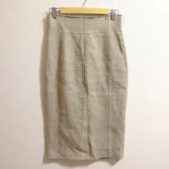 美品 Whim Gazette ウィムガゼット カットオフ ミモレ丈 リネンオックス タイトスカート サイズ38 ベージュ レディース 古着 中古 USEDのサムネイル