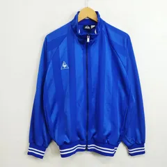 le coq sportif ルコックスポルティフ トラック ジャケット ジャージ ストライプ ワンポイント ロゴ 刺繍 GOLF スポーツ トレーニング ブルー系 古着 L F448のサムネイル