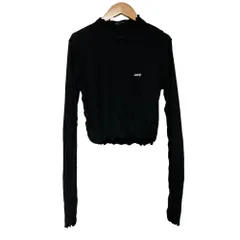 美品 lilLilly リルリリー シースルーハイネックトップス フリルデザイン ロングスリーブ カットソー F ブラック レディース 古着 中古 USEDのサムネイル