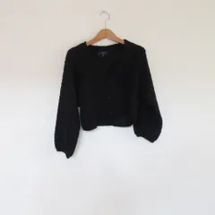 美品 DAKS ダックス ショートニットカーディガン 38 ブラック レディース 古着 中古 USEDのサムネイル