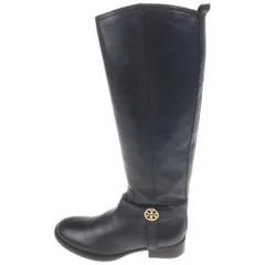 TORY BURCH (トリー バーチ) ロゴプレート レザー サイドジップ ロングブーツ シューズ ブラック レディースのサムネイル