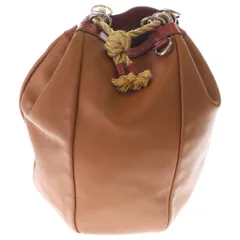 LOEWE (ロエベ) バケット ストローバッグ ハンドバッグ トートバッグ ブラウン×オレンジ レザー シルバー金具のサムネイル