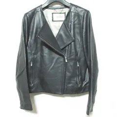 良品 La TOTALITE ラトータリテ ノーカラー ラムレザー ライダースジャケット サイズ36 ブラック レディース 古着 中古 USEDのサムネイル