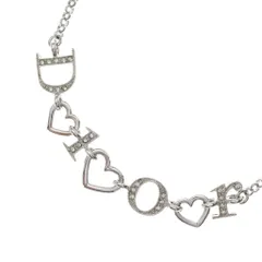 Christian Dior (クリスチャンディオール) ロゴラインストーン ハート ネックレス ペンダント チェーン シルバーのサムネイル