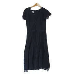 美品 Hobbs ホブズ ショートスリーブ Vネック レースワンピース ミディドレス UK8 ネイビー レディース 古着 中古 USEDのサムネイル