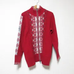 美品 Eddie Bauer エディーバウアー ノルディック ニット ジャケット サイズPM レッド レディース 古着 中古 USEDのサムネイル