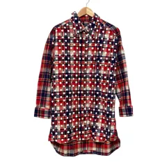 美品 mercibeaucoup メルシーボークー チェック ドット オーバーサイズ ネルシャツ サイズ1 レッド レディース 古着 中古 USEDのサムネイル