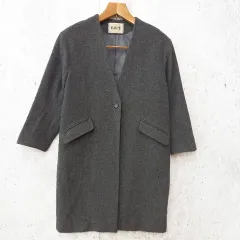 ROPE' ロペ コート ロングコート シンプル ノーカラーコート 上品 ウール グレー Lサイズ ◎_◇〇☆のサムネイル