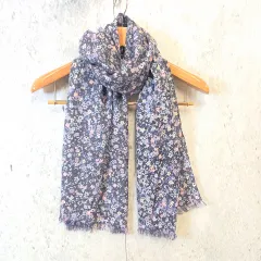 Ray BEAMS レイビームス ストール 花柄 ファッション小物 軽やか ウール パープル 〇□☆のサムネイル