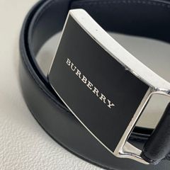 BURBERRY バーバリー ベルト 本革 ブラック 黒 シルバー 銀 箱付き