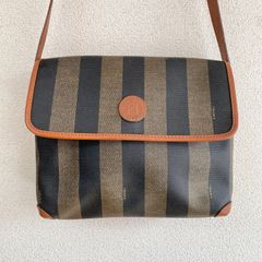 美品 FENDI フェンディ ペカン柄 ショルダーバッグ FFロゴ 茶×黒
