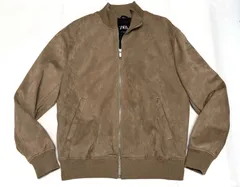 【ME008】美品 ZARA ザラ スエード調 ジップアップ ブルゾン ブラウン キャメル系 Lサイズ メンズ アウター ジャケットのサムネイル