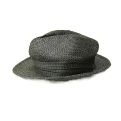 カシラ CA4LA 美品 ストローハット 麦わら帽子 リボン ラフィア 黒 ブラック 0612のサムネイル