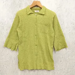 forksy フォルクシー シャツ カーディガン カットジャガード サイドスリット ミドル丈 グリーン Fサイズ ◎、□〇のサムネイル