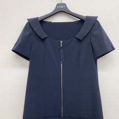 ☆美品☆FOXEY NEW YORK☆半袖 ワンピース☆38☆ネイビー 濃紺