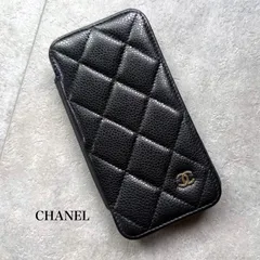 CHANEL シャネル iPhone12 ケース マトラッセ キャビアスキン ココマーク ブラック ゴールド金具 iPhoneケース スマホケース手帳型のサムネイル