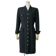 Christian Dior クリスチャンディオール ヴィンテージ ワンピース サイズ9 ジャケットワンピース ブラック ゴールドボタン ブランド古着【中古】20260618/RA9825のサムネイル