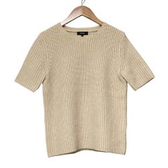 美品 ドゥロワー 16Gコットンリブショートスリーブニット ベージュ