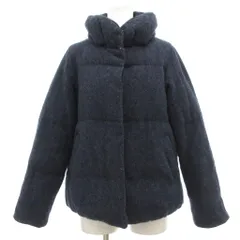 アースミュージック&エコロジー EARTH MUSIC & ECOLOGY Harris Tweed ショートコート 中綿 S 紺 ネイビー 無地 ハイネック 長袖 /NX ■ECF005のサムネイル