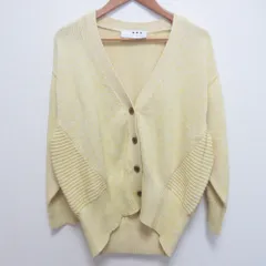 良品 24SS three dots スリードッツ Spring melange cardigan Vネック ルーズ ニットカーディガン サイズS イエロー レディース 古着 中古 USEDのサムネイル