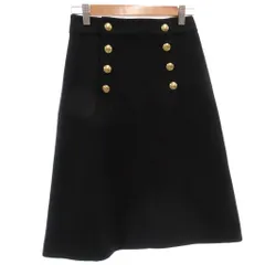 アーペーセー A.P.C. スカート ウール 36 黒 ブラック ミディ丈 ゴールドカラーボタン /ML ■ECE006のサムネイル