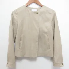 美品 MACKINTOSH PHILOSOPHY マッキントッシュフィロソフィー フェイクスエード ノーカラージャケット サイズ34 ベージュ レディース 古着 中古 USEDのサムネイル