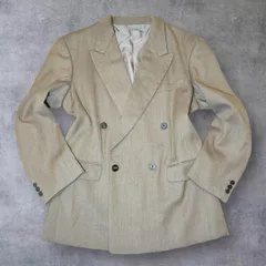 クリスチャンオジャールオム ダブル テーラードジャケット L ベージュ ウール100% CHRISTIAN AUJARD HOMME メンズ ビンテージ 90s レトロ スーツ アウター 春 秋 冬 古着 イトキンのサムネイル