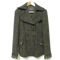 美品 Kulson カルソン モヘヤブレンド ウールツイード ダブルブレストジャケット サイズ38 ブラウン レディース 古着 中古 USEDのサムネイル