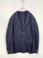 EDIFICE エディフィス コットンポリ 春夏用 テーラード ジャケット size44/紺 ■■メンズ