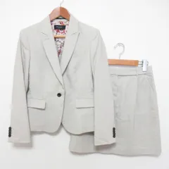 良品 paul smith BLACK ポールスミス ブラック テーラードジャケット スカート スーツ セットアップ サイズ40 ベージュ レディース 古着 中古 USEDのサムネイル