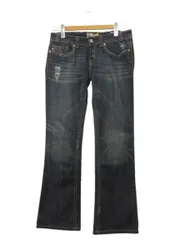 メックデニム MEK DENIM デニムパンツ W29 ブーツカット ジーンズ ダメージ加工 インディゴブルー ボトムス