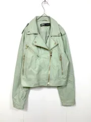 ZARA ザラ 3046/050/537 ダブルライダース ジャケット sizeL/ミント  ■■レディース