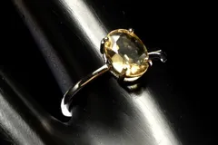 シルバー925◇カットの煌めき シトリン　7.5x6mm　オーバル 指輪リング(サイズ調整可) 1個売り パワーストーン 天然石 _PRG2603-2