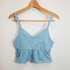 Love toxic ラブトキシック デニム ビスチェ ストラップ調整可 ペプラム 小学生 高学年 ブルー 150サイズ ◎、□〇☆のサムネイル
