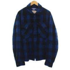 ジュンヤワタナベマン JUNYA WATANABE MAN コムデギャルソン フィルソン FILSON 25AW 製品縮絨 ジップアップブルゾン ジャケット チェック柄 ウール XL 青 ブルー 黒 ブラック WP-J011 /AN9のサムネイル