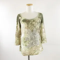エスカーダ ESCADA ローレル Laurel カットソー 七分袖 総柄 ストレッチ ベージュ 茶 40 *A693のサムネイル