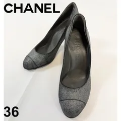 CHANEL CCチャーム パンプス ハイヒール グレー ヴィンテージ加工 36 牛革のサムネイル