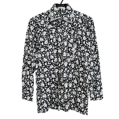 【一点物】HERNO ヘルノ レディース トップス シャツ 長袖 花柄 ブラック×ホワイト 40サイズ J6のサムネイル